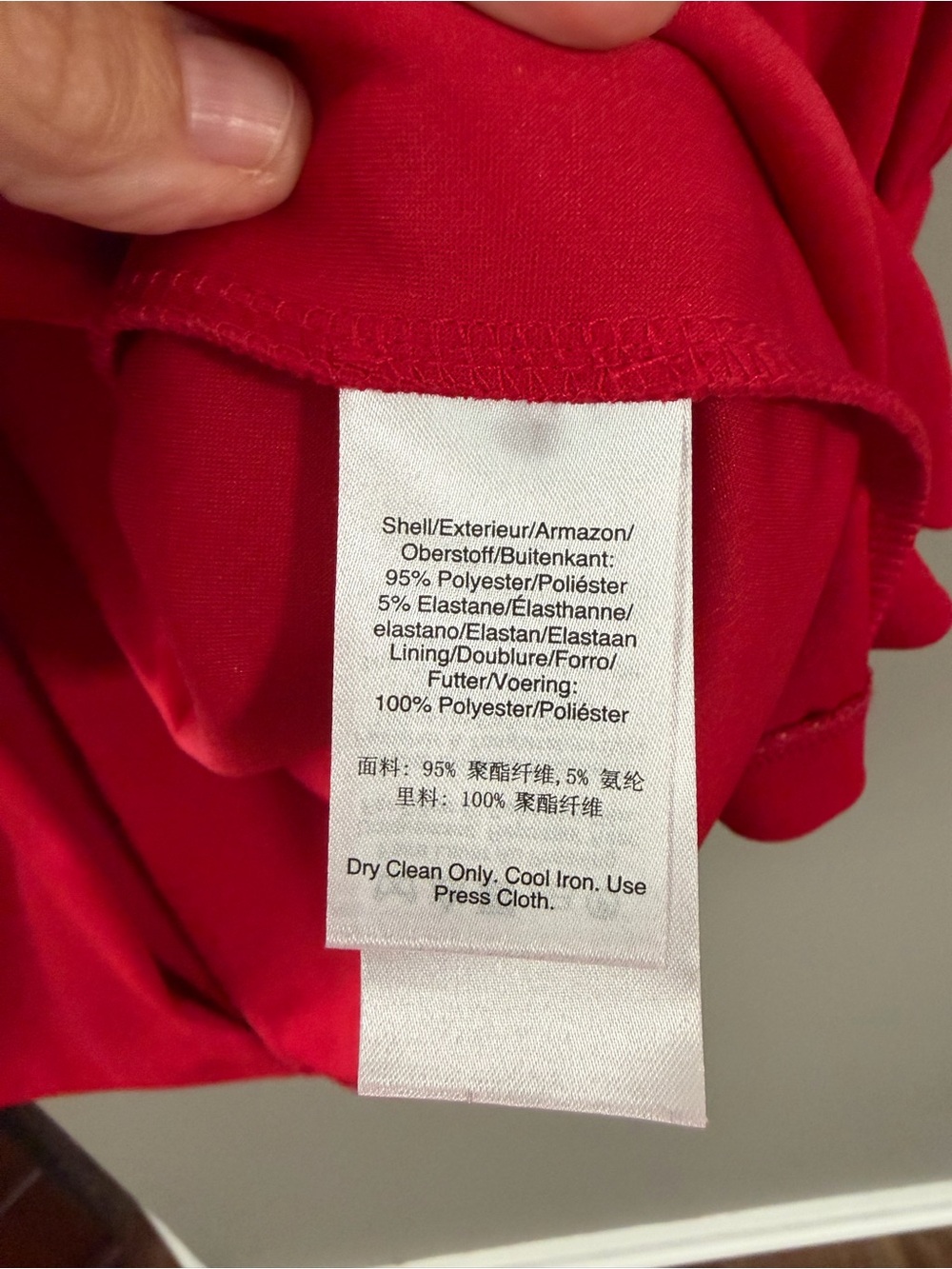 DKNY Red Long-Sleeve Twist-Front V-Neck Dress. Size 16 - Picture 4 of 8